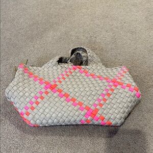 Haute Shore HxH Mark Mini Tote Bag Purse Handbag -  Beige/Pink Orange Woven